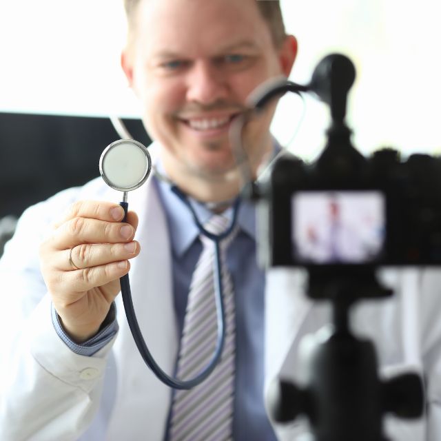 doctor in front of a camera