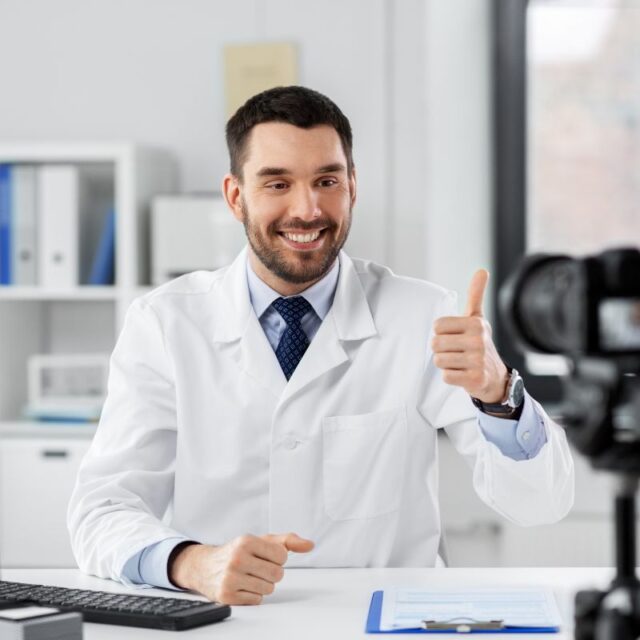 doctor in front of a camera